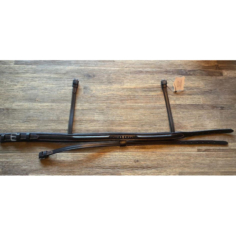 Kavalkade neusriem m bling, Donkerbruin (contrasterend stiksel)