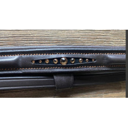 Kavalkade neusriem m bling, Donkerbruin (contrasterend stiksel)