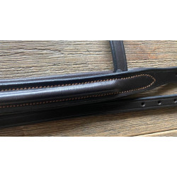 Kavalkade neusriem m bling, Donkerbruin (contrasterend stiksel)