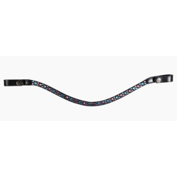 HKM frontriem Eliana, Zwart (lichtblauw/roze)