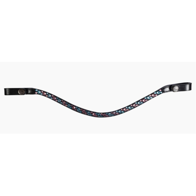 HKM frontriem Eliana, Zwart (lichtblauw/roze)