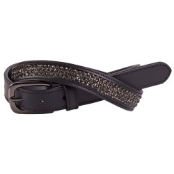 Harry's Horse Riem Leder Crystal, Zwart-Gunmetal