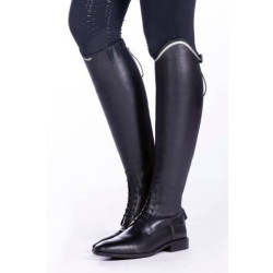 HKM Leren Rijlaarzen Valencia Style, Lang en Smal, Zwart/Zilver