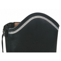 HKM Leren Rijlaarzen Valencia Style, Lang en Smal, Zwart/Zilver