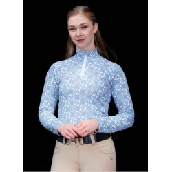 HKM shirt Minimal, lange mouw, rookblauw/wit