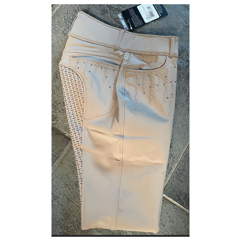 HKM rijbroek Lavender Bay, siliconen full seat, Taupe