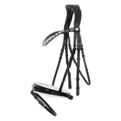 Kavalkade hoofdstel Liliana, zwart lak/wit onderlegd