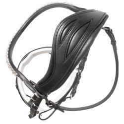 Kavalkade hoofdstel Liliana, zwart lak/wit onderlegd