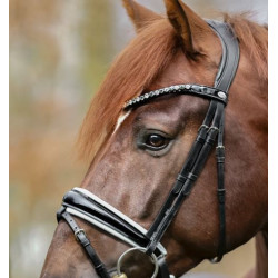 Kavalkade hoofdstel Liliana, zwart lak/wit onderlegd