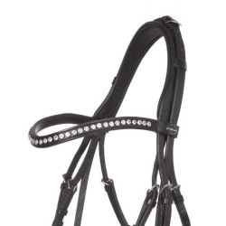 Kavalkade Stang- en Trenshoofdstel Antonia, Zwart/witte lak neusriem, Zwart