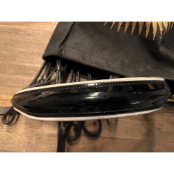 Kavalkade Stang- en Trenshoofdstel Antonia, Zwart/witte lak neusriem, Zwart