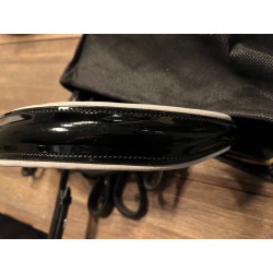 Kavalkade Stang- en Trenshoofdstel Antonia, Zwart/witte lak neusriem, Zwart