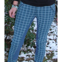 Horze rijbroek NAUWE pasvorm, petrol geruit