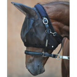 Kavalkade vliegenmasker met oren en bevestiging aan halster, Zwart