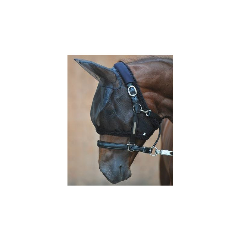 Kavalkade vliegenmasker met oren en bevestiging aan halster, Zwart