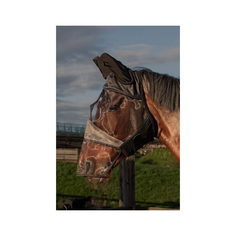 Harry's Horse vliegenmasker Flyshield met neusstuk, bamboo lining, Zwart