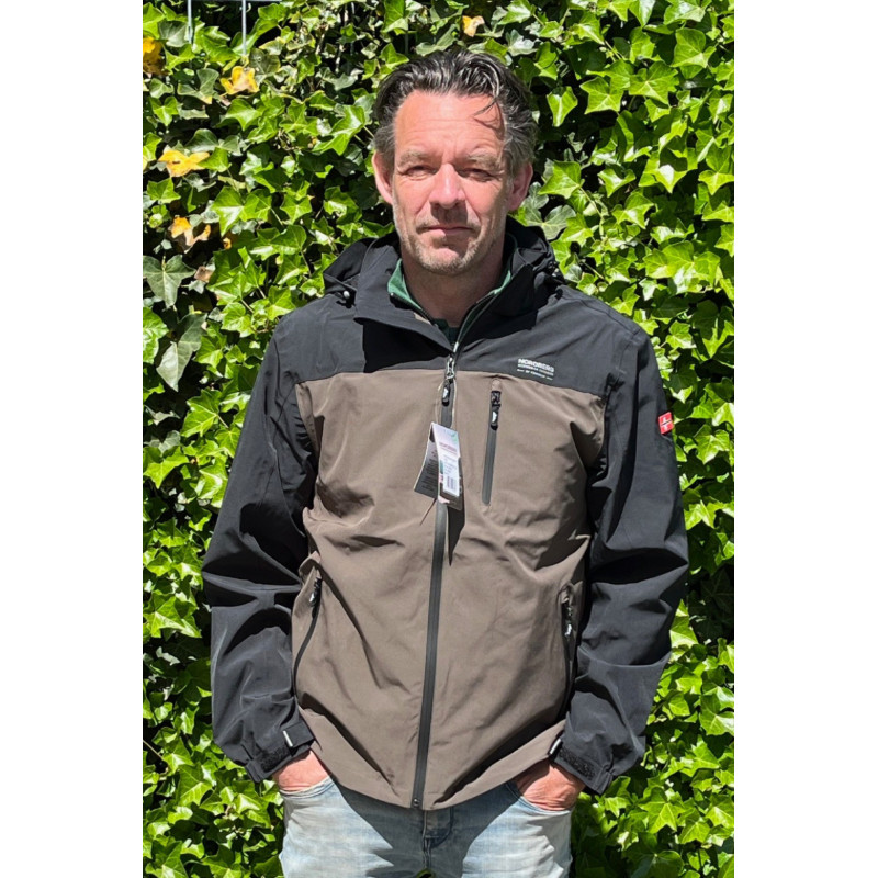 Nordberg WATERDICHT Softshell/Mesh herenjack David, Zwart/Taupe