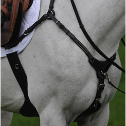 Kavalkade SecureX springsingel met buikflap en borsttuig, Bruin/Marine