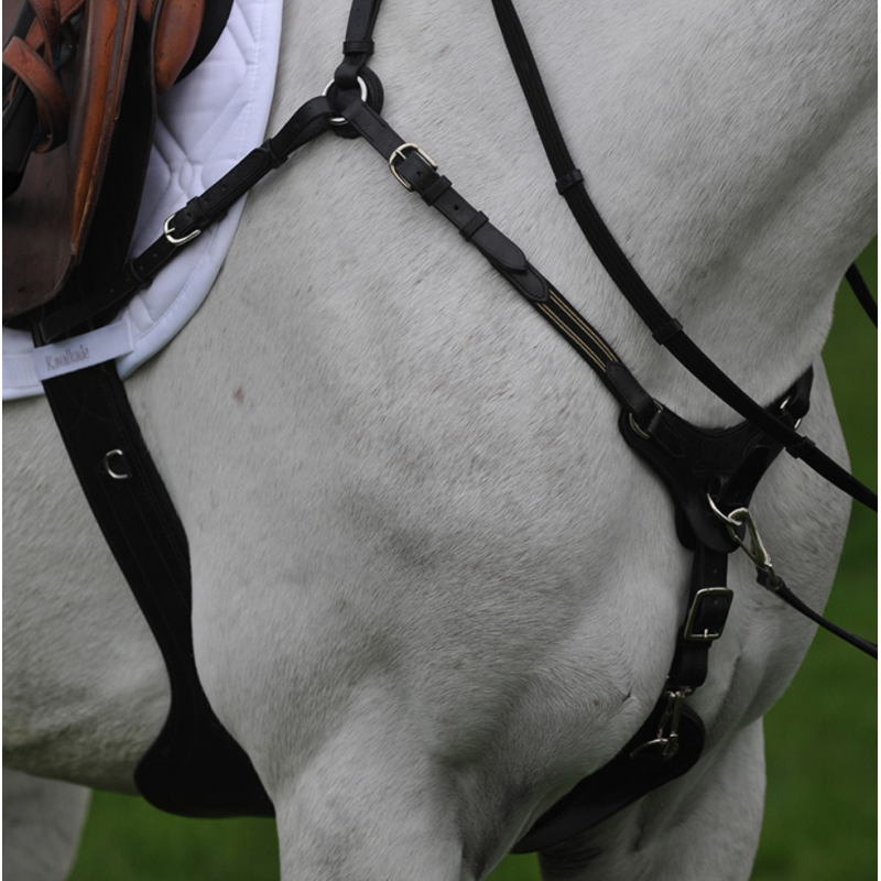 Kavalkade SecureX springsingel met buikflap en borsttuig, Bruin/Marine