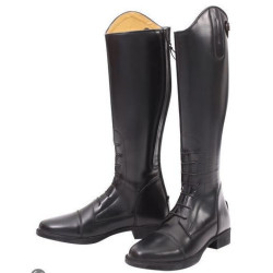 QHP Jildou leren rijlaars, Zwart, 40 Wijd (48 hoog/37 wijd)